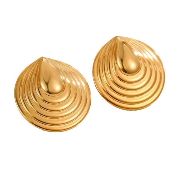 Spiral Disc Earrings, Concentric Ridges