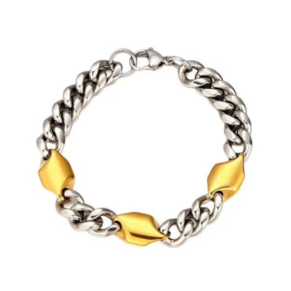 Curb Chain Bracelet with Three Shield Stations