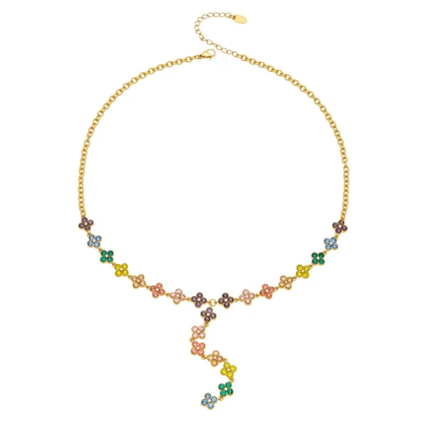 Vivid Clover CZ Y Necklace