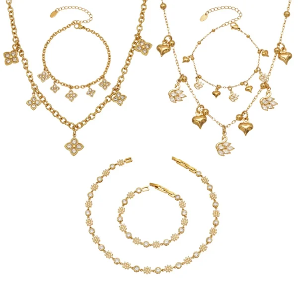 CZ Clover Heart Jewellery — Choose Your Piece