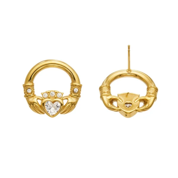Hoop Earrings Hand-Held Heart Crystal
