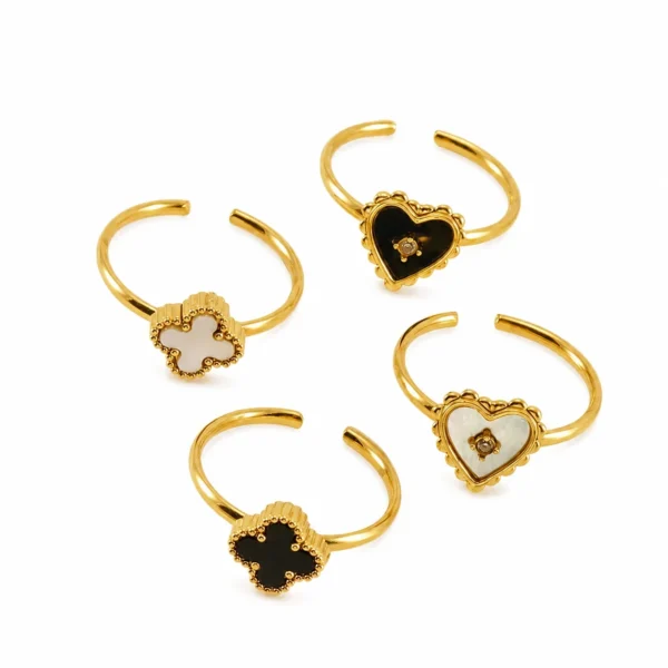 Romantic Open Heart Clover Ring
