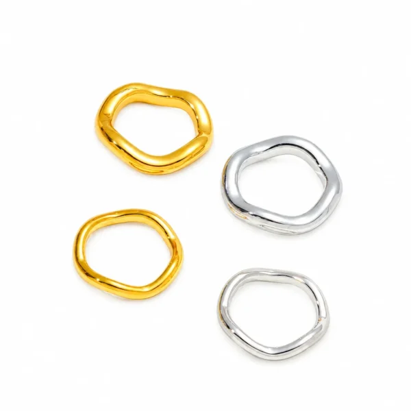 Wavy Band Ring with Rounded Square Profile