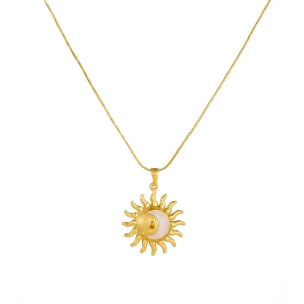 Pendant: Sunburst Moon Enamel Necklace