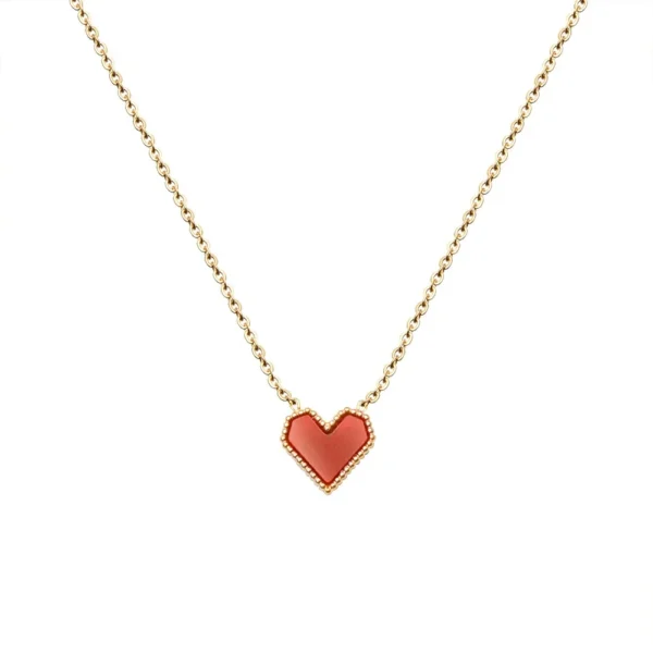 Heart Pendant Necklace with Red Beaded Motif