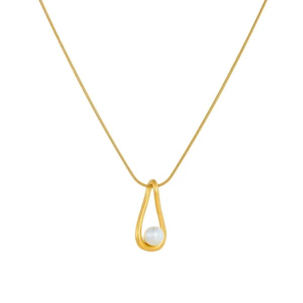 Teardrop Pearl-Effect Pendant Necklace