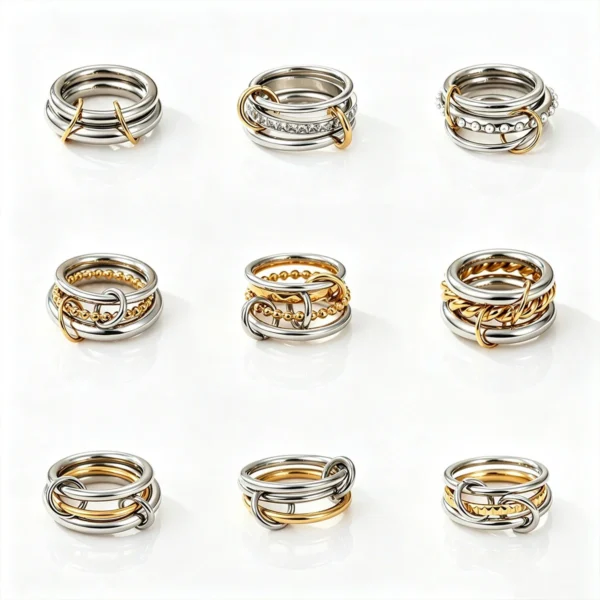 Triple Interlocked Bands Stacking Ring