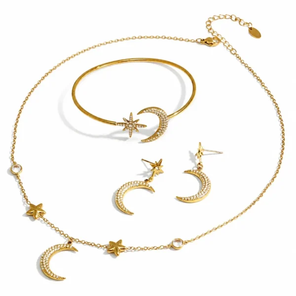 CZ Crescent Star Jewellery — Choose Your Piece