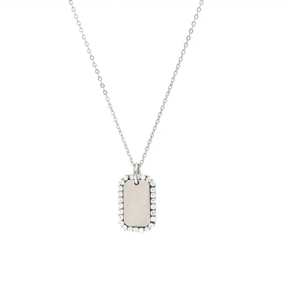 Pendant Necklace Crystal Halo Tag