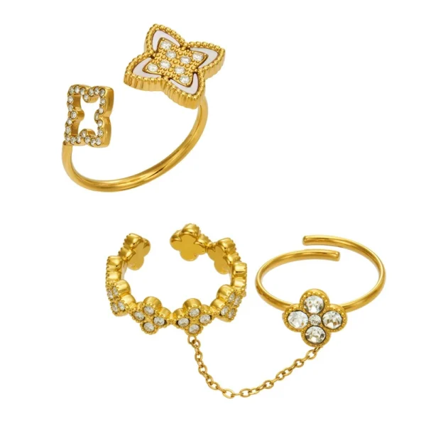 Floral Chain Double Ring