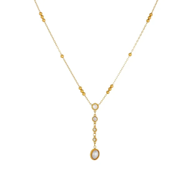 Y Pendant Necklace, Resin Pearl