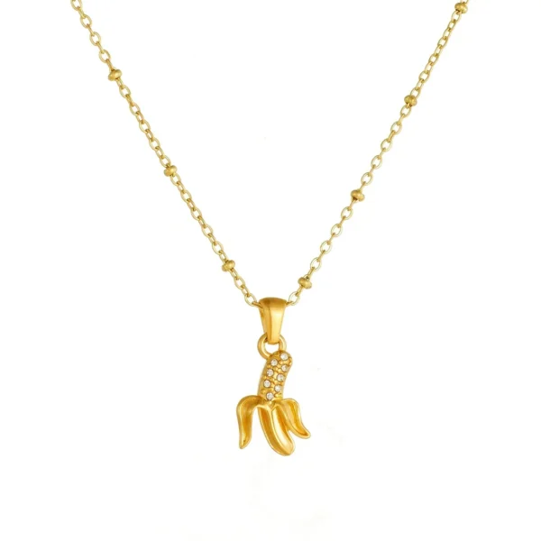 Banana Pendant Necklace with Beaded Chain