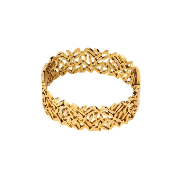 Leaf Cutout Wide Open Cuff Bracelet