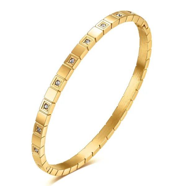 Square Bezel-Set CZ Stations Bangle