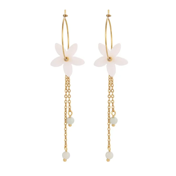 Flower Tassel Hoop Earrings