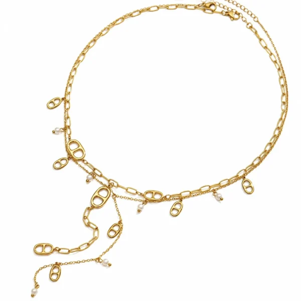 Y-Drop Paperclip Charm Necklace