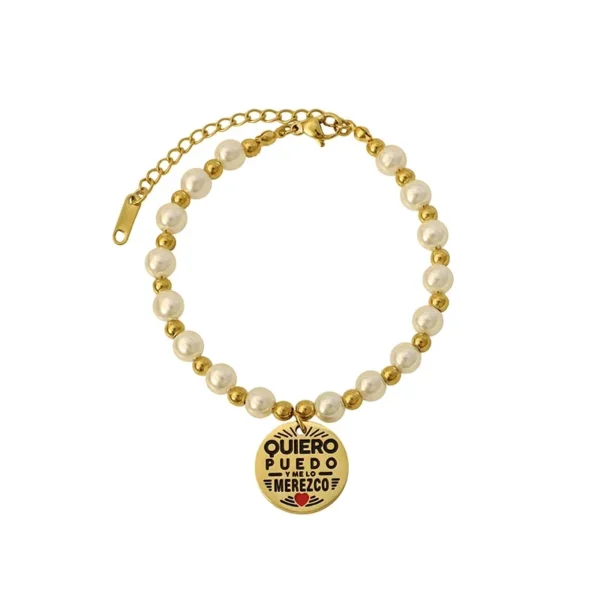Bead Bracelet with Freshwater Pearl Strand and Charm