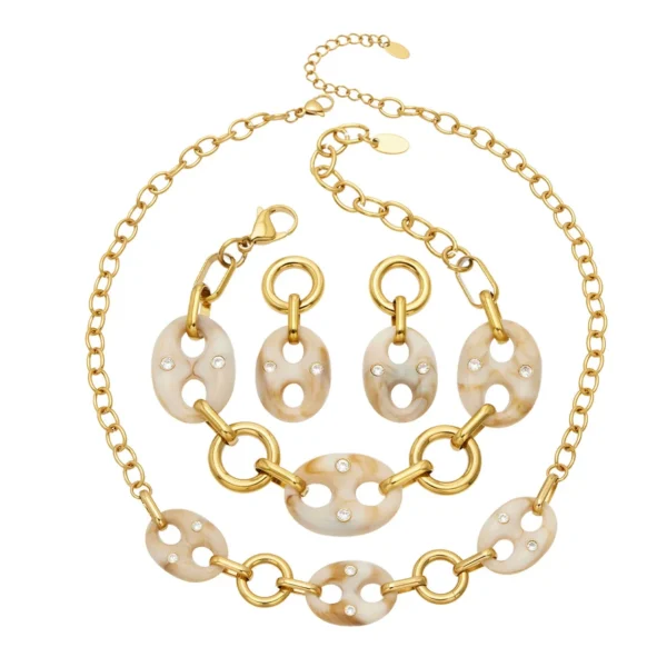 Oval Resin CZ Link Jewellery — Choose Your Piece