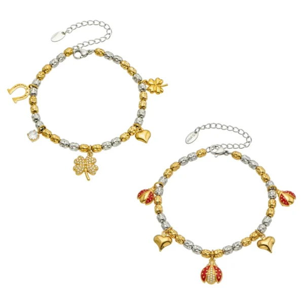 Two-Tone Bead Charm Bracelet