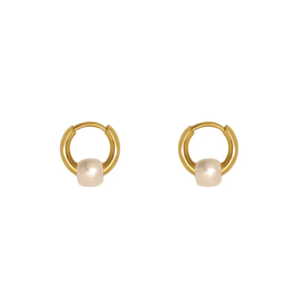 Petite Pearl Huggie Hoop Earrings