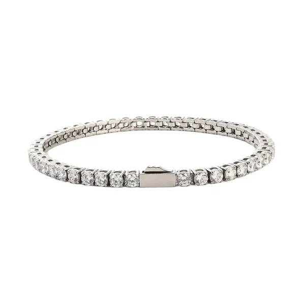Tennis Bracelet, Round Clear Stones, Box Clasp