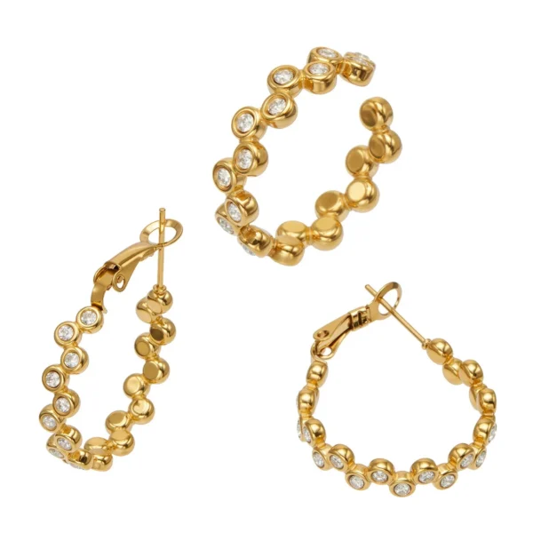 Beaded Bezel CZ Hoop Earrings & Ring — Choose Your Piece