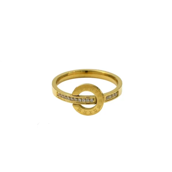 Roman Numeral Channel Crystal Ring
