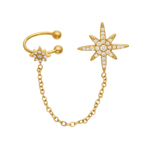 Ear Cuff with Star Stud and Chain