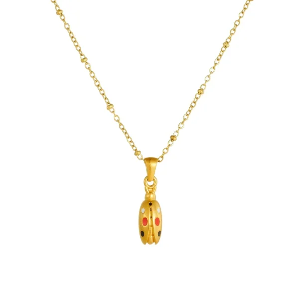 Ladybug Pendant Necklace with Bead Chain