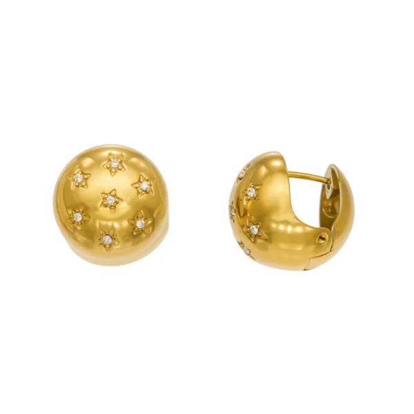 Star Crystal Dome Hoop Earrings
