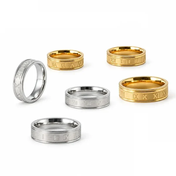 Roman Numeral Double-Ridge Ring