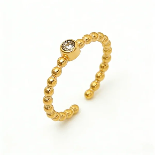 Bead Band Bezel Crystal Ring