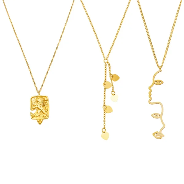 Geometric Pendant Necklace with Y-Drop Charms