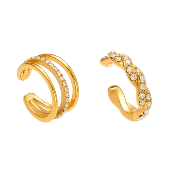 Triple-Band Pavé CZ Ear Cuff — Single