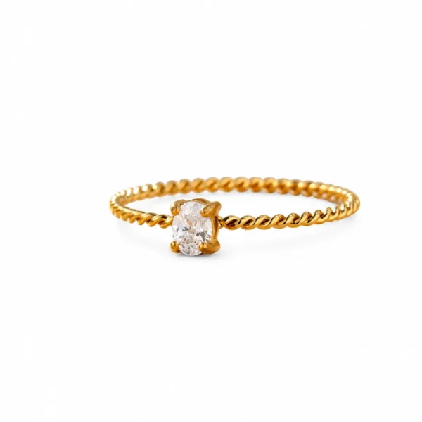 Ring Twisted Band 3 mm Round CZ