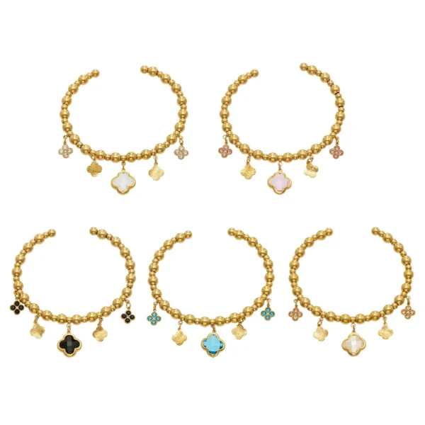 Beaded Clover Charm Bracelet