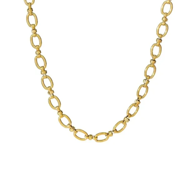 Chain Necklace with Oval Links and Bar Details