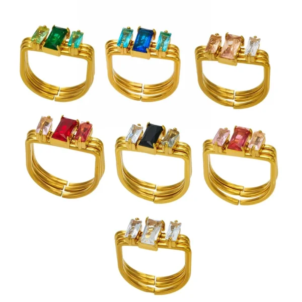 Triple-Rail Baguette CZ Ring