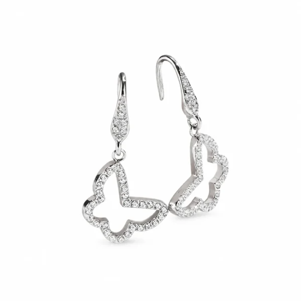 Butterfly Drop Earrings with Pavé Crystals