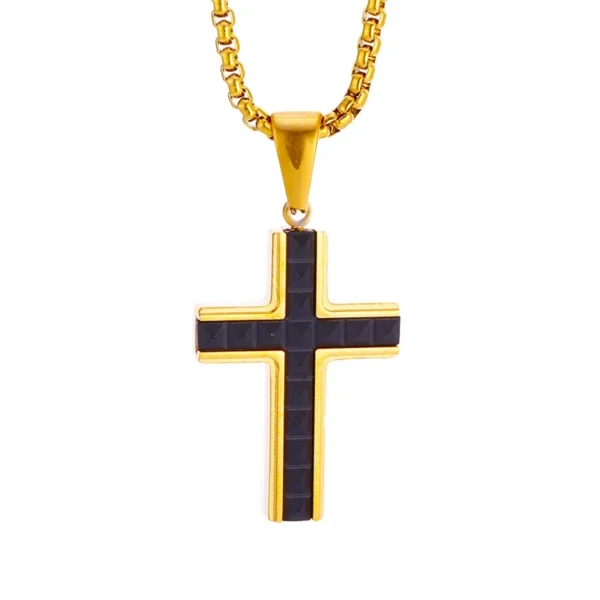 Faceted Geometric Cross Pendant Necklace