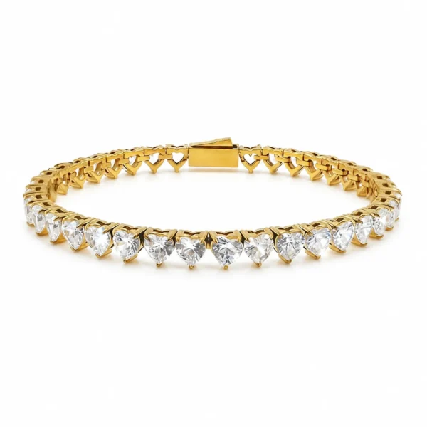 Heart-Cut Cubic Zirconia Tennis Bracelet