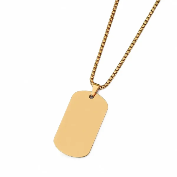 Blank Rounded Dog Tag Pendant Necklace