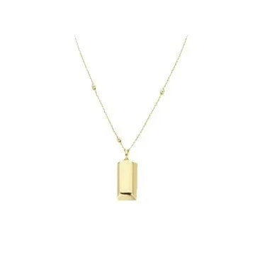 Pendant Necklace Rectangular Tag and Bead Chain