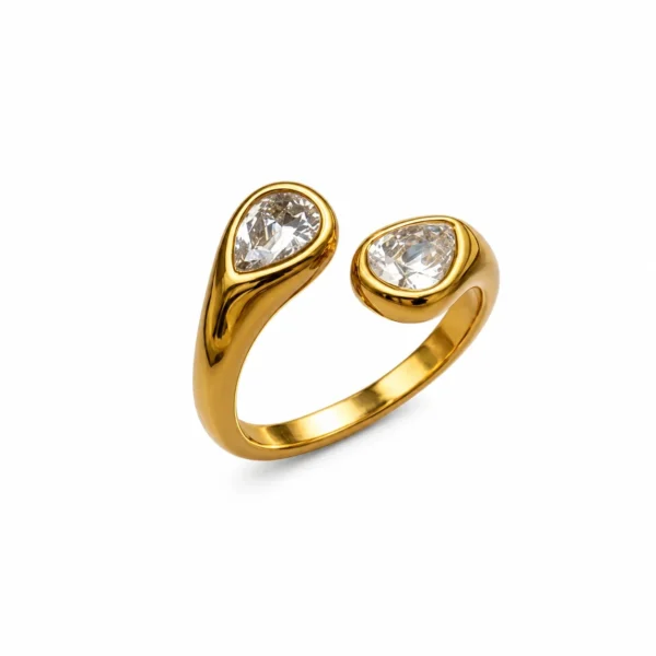 Fluid Teardrop Open Ring