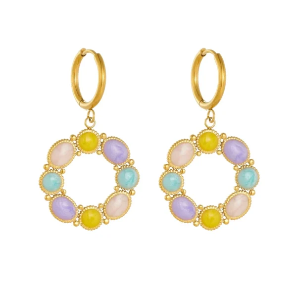 Pastel Wreath Drop Hoop Earrings