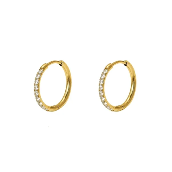 Polished Pavé Hinged Hoop Earrings