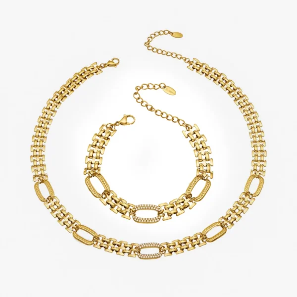 Chain Bracelet & Necklace with Crystal Oval Links