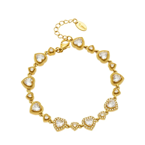 Romantic Heart CZ Station Bracelet