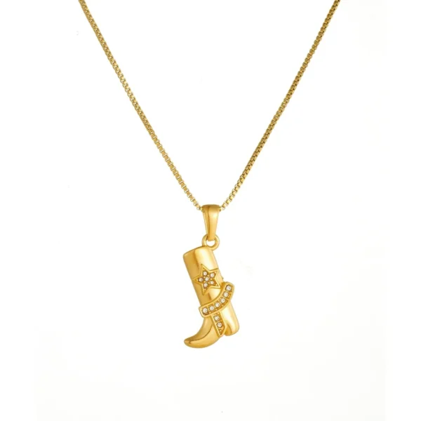 Chain: Cowboy Boot Star Crystal Box Necklace