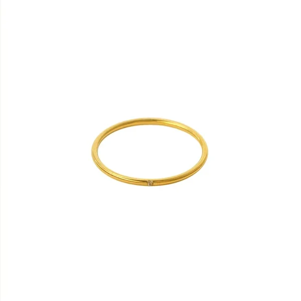 Slim Round-Wire Crystal Ring